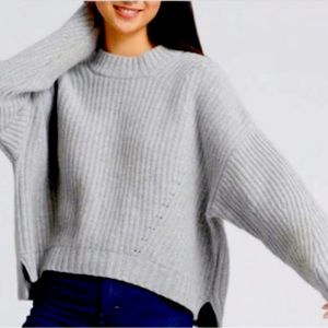 NWOT: Naadam Ribbed Wool Cashmere Cropped Crewneck Cement (Cement / XS)